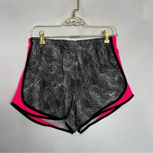 Nike Size Large Dri-Fit Tempo Running Shorts Black and Pink Printed Athletic